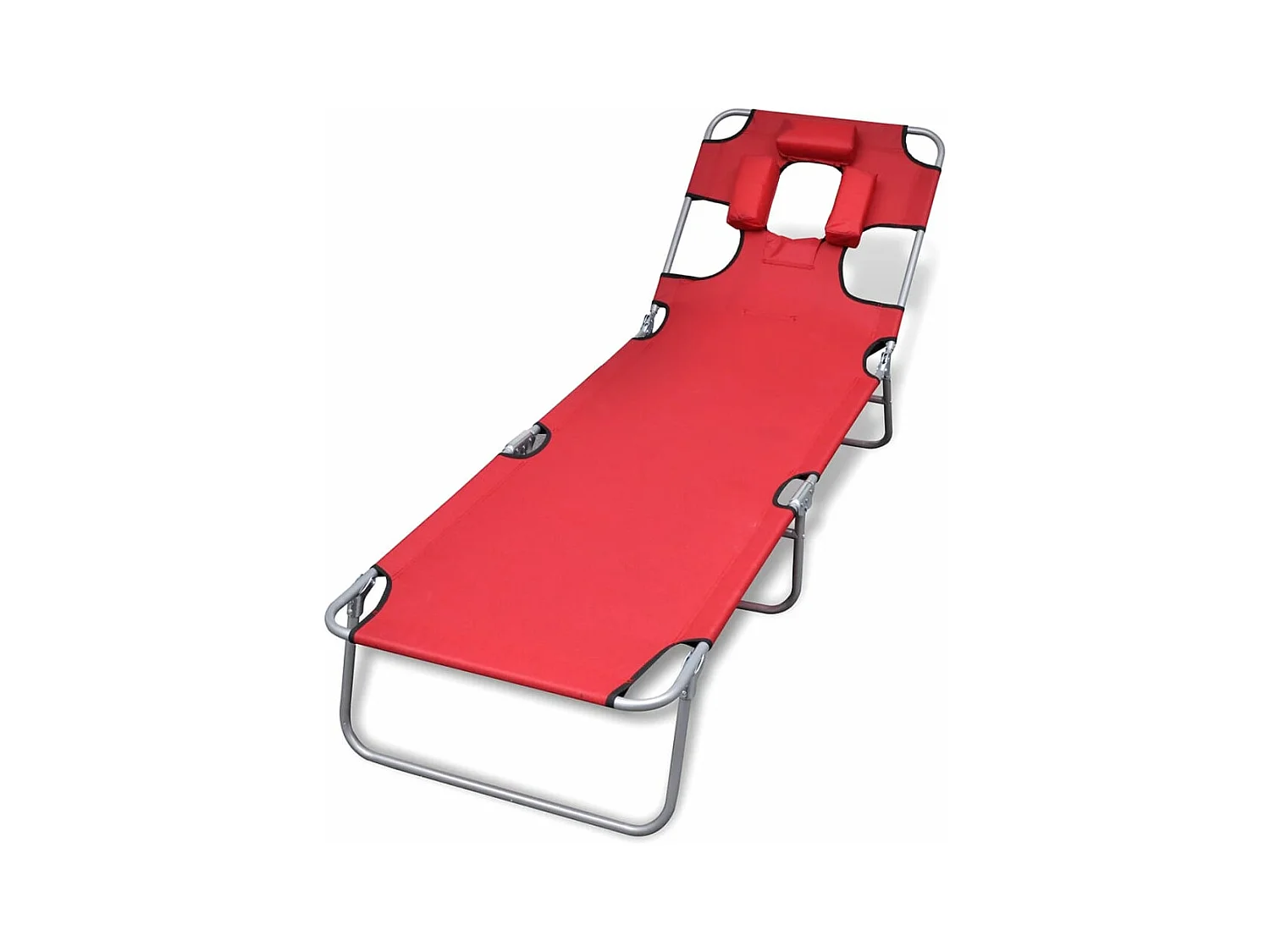 Espreguiçadeira espreguiçadeira espreguiçadeira jardim cama terraço móveis de exterior com almofada de cabeça aço revestido a pó vermelho 02_0012442