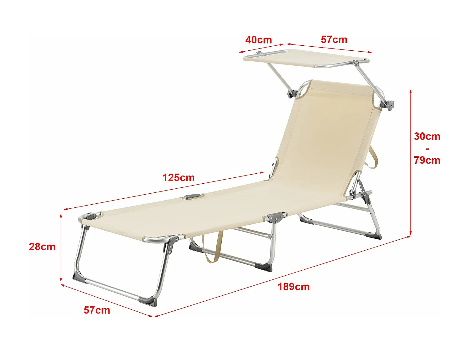 Transat bain de soleil aluminium argenté 189 x 57 x 28 cm 03_0006412