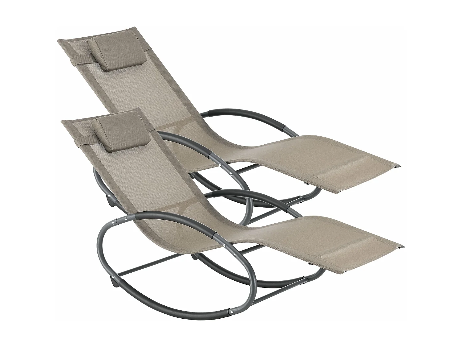 Set di 2 lettini a dondolo Almaluez beige tessuto acciaio 03_0006423