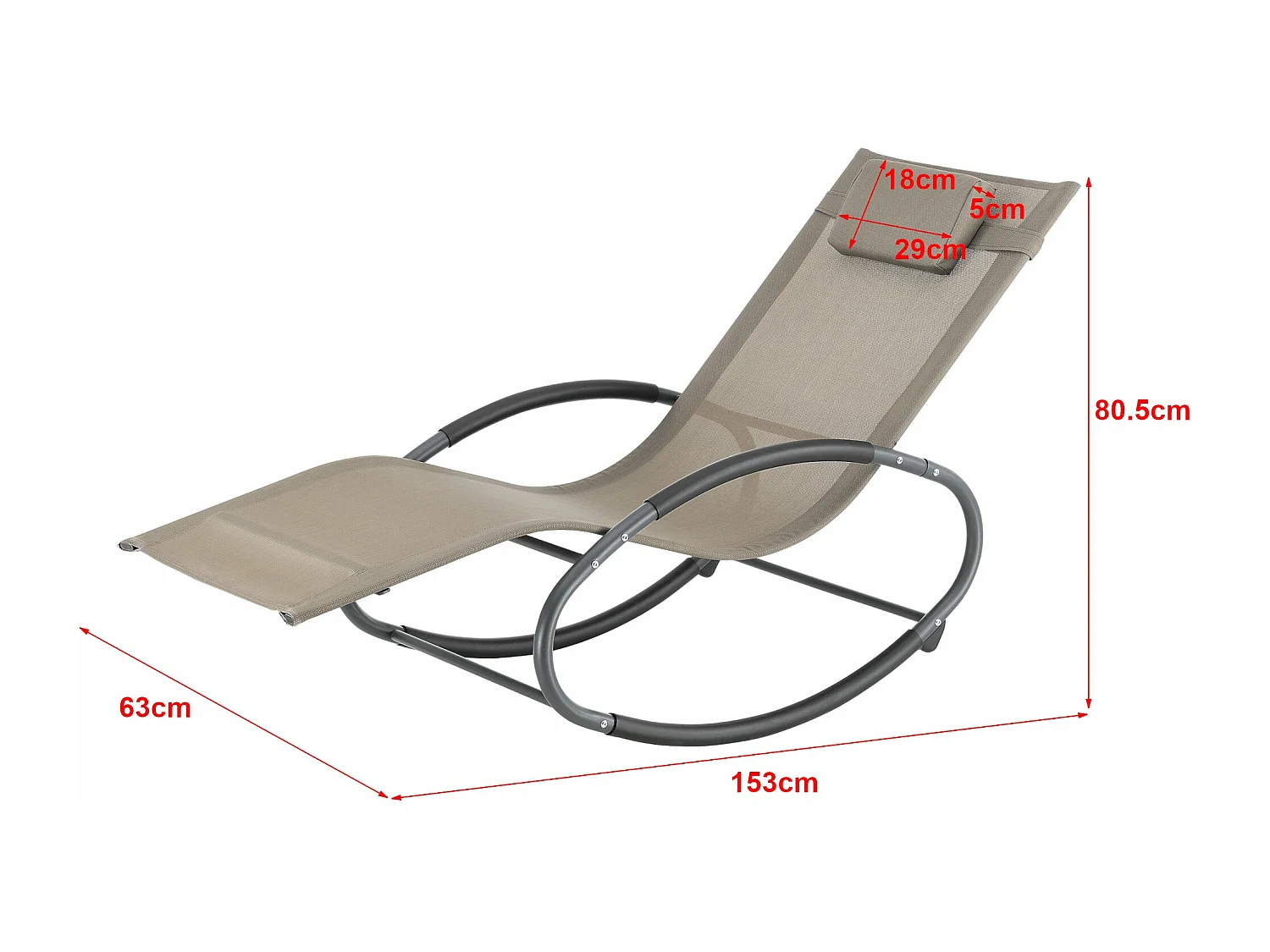 Set di 2 lettini a dondolo Almaluez beige tessuto acciaio 03_0006423