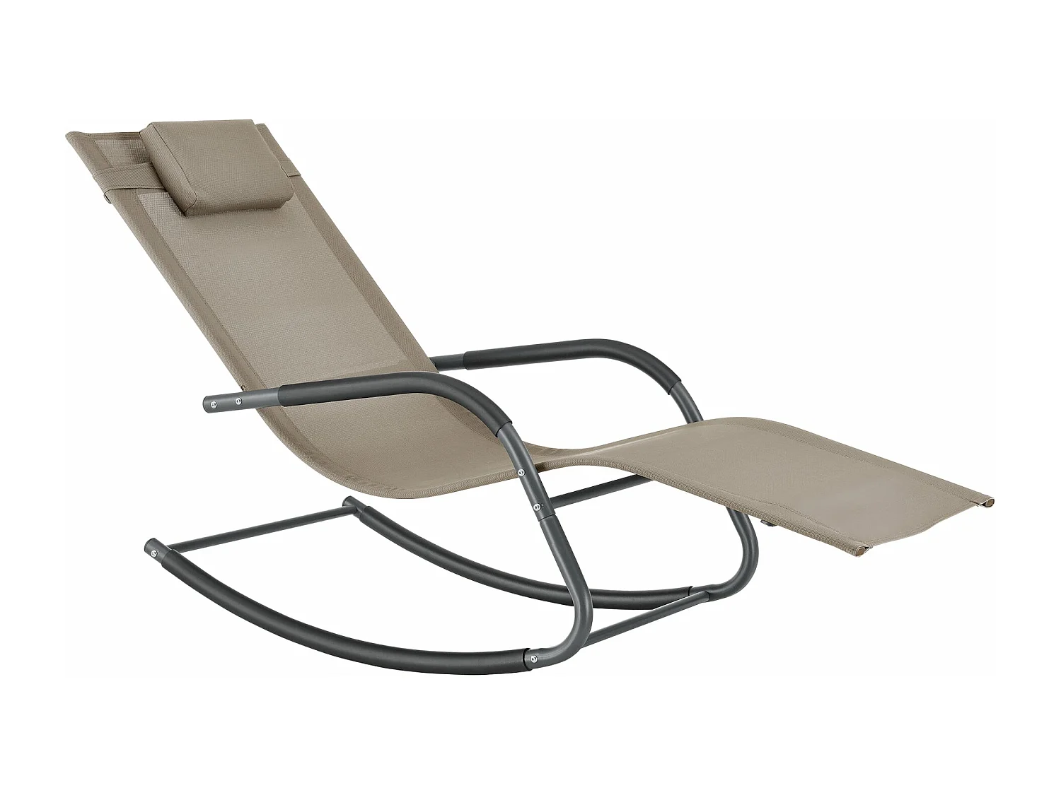 Lettino prendisole a dondolo in acciaio tessile 147 x 63 x 89 cm beige 03_0006402