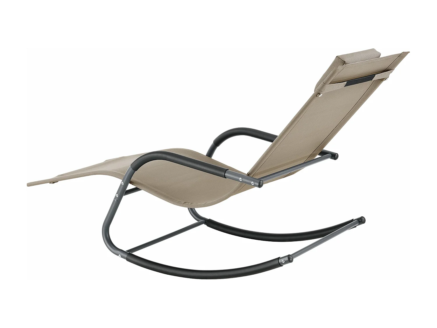 Lettino prendisole a dondolo in acciaio tessile 147 x 63 x 89 cm beige 03_0006402