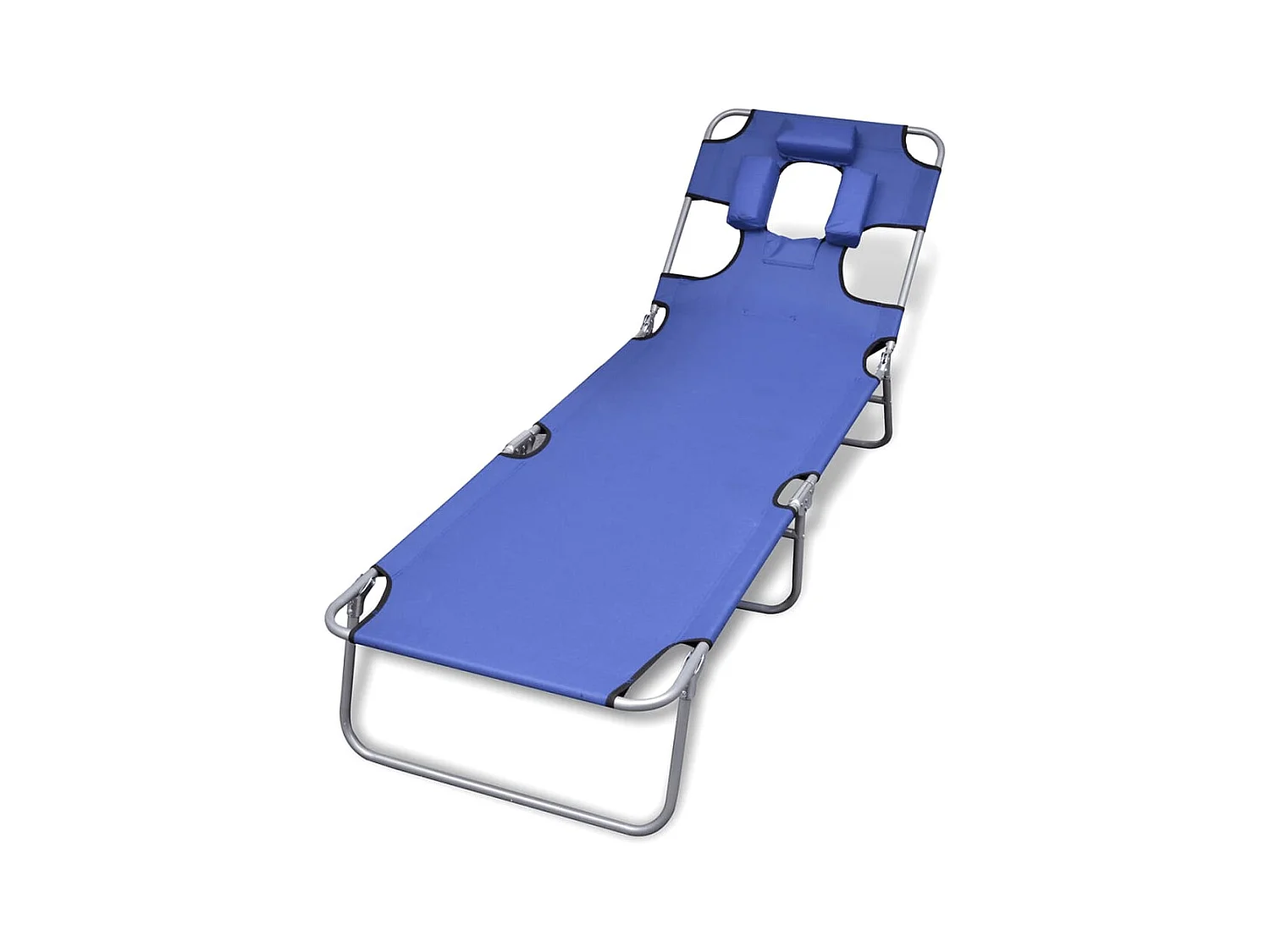 Espreguiçadeira espreguiçadeira espreguiçadeira jardim cama terraço móveis de exterior com almofada de cabeça aço revestido a pó azul 02_0012440