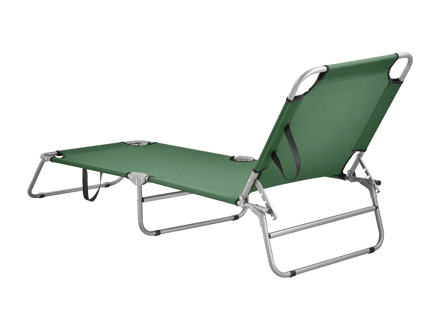 Set di 2 sdraio reclinabili acciaio poliestere argento opaco verde scuro 03_0006432