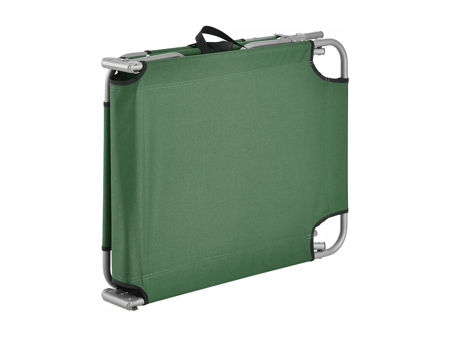 Set di 2 sdraio reclinabili acciaio poliestere argento opaco verde scuro 03_0006432