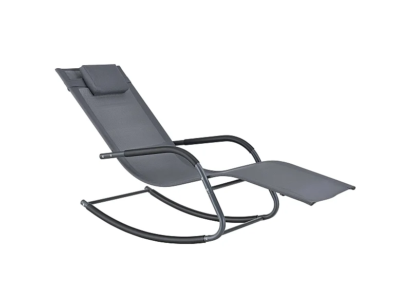 Lettino prendisole a dondolo in acciaio tessile 147 x 63 x 89 cm grigio scuro 03_0006403