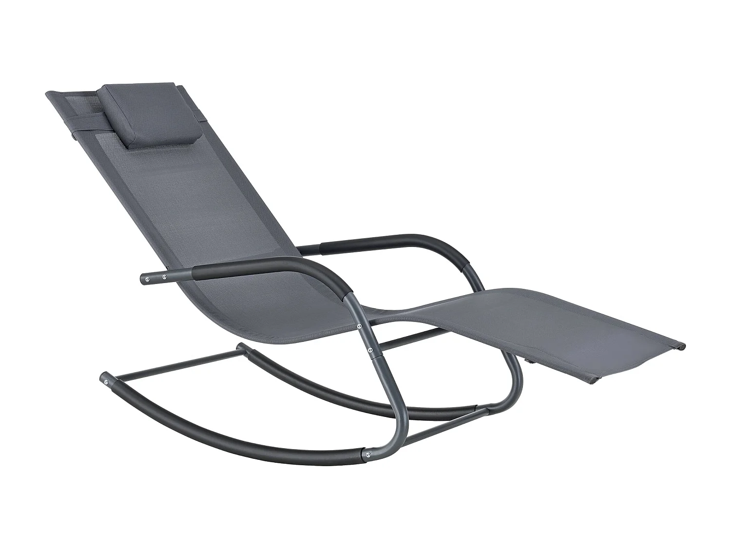 Lettino prendisole a dondolo in acciaio tessile 147 x 63 x 89 cm grigio scuro 03_0006403