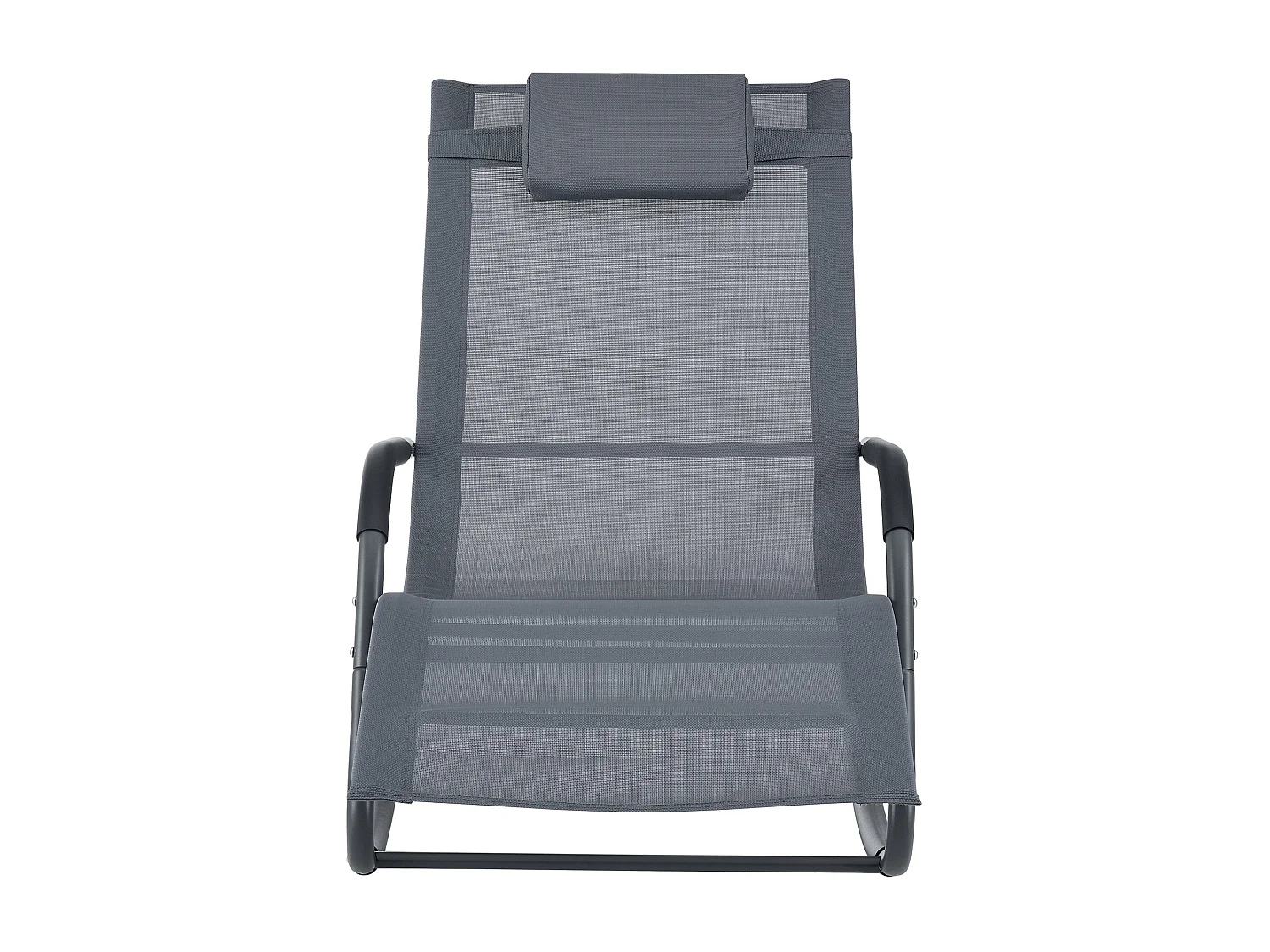 Lettino prendisole a dondolo in acciaio tessile 147 x 63 x 89 cm grigio scuro 03_0006403