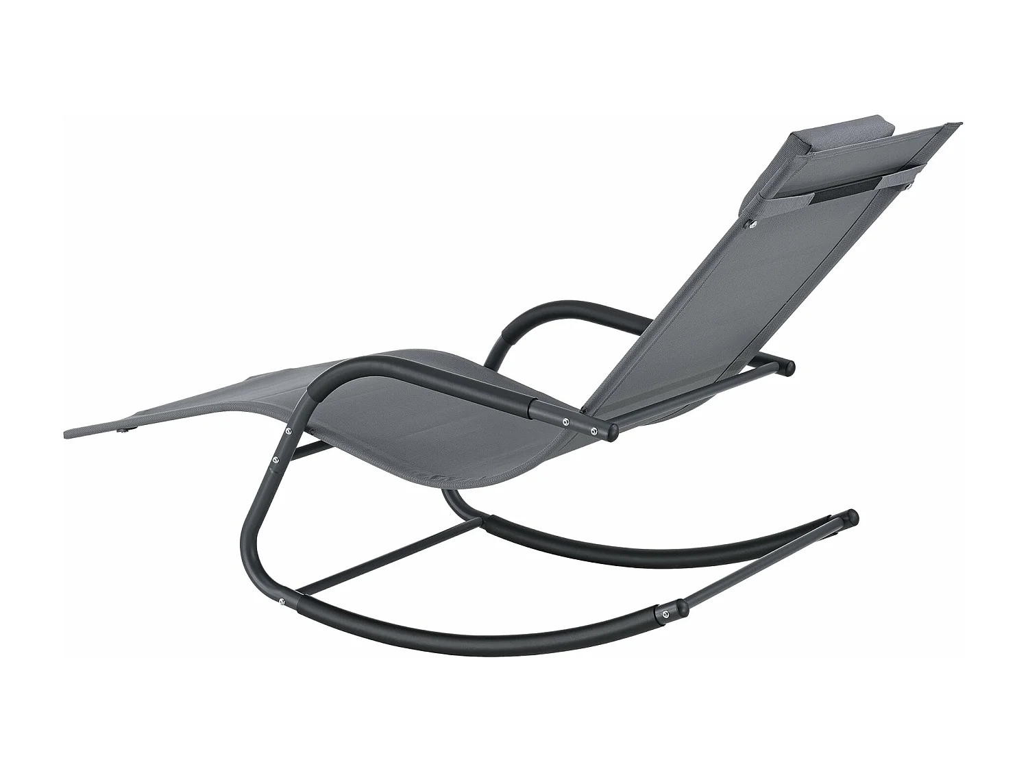 Lettino prendisole a dondolo in acciaio tessile 147 x 63 x 89 cm grigio scuro 03_0006403