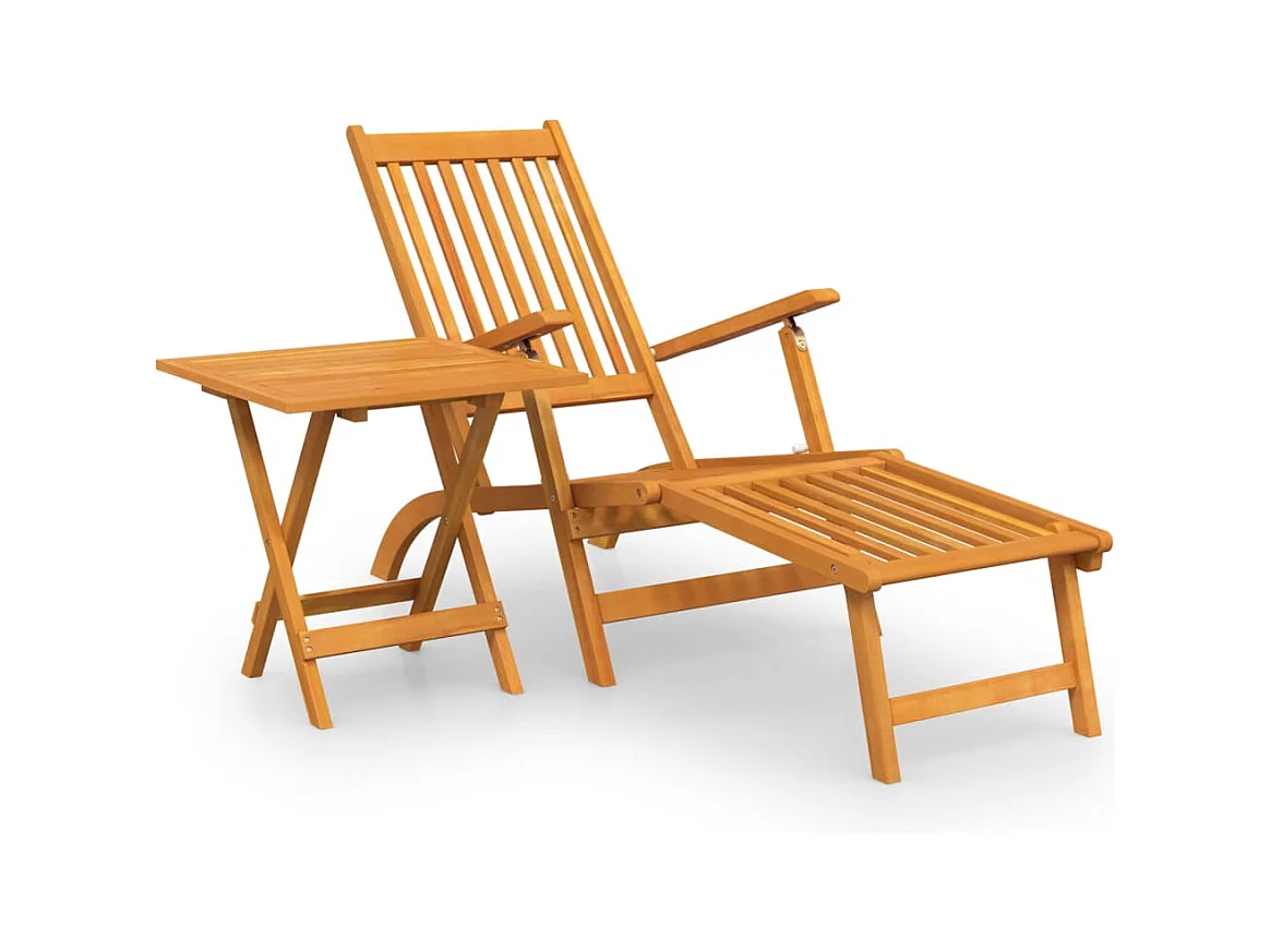 Sillón de exterior taburete y mesa 167 x 56 x 75 cm acacia maciza 02_0011892