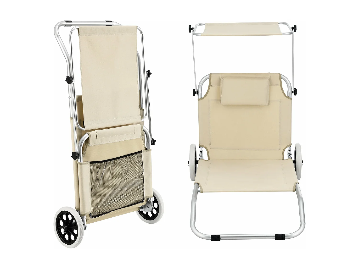 Transat bain de soleil aluminium argenté 150 x 62 x 114 cm 03_0006420