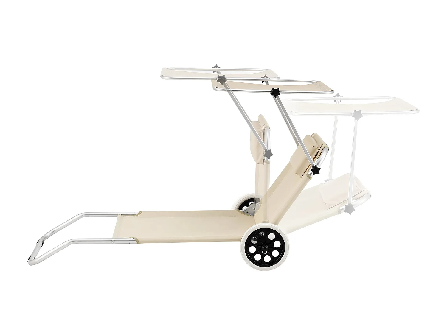 Espreguiçadeira com rodas alumínio poliéster bege prateado mate 03_0006420
