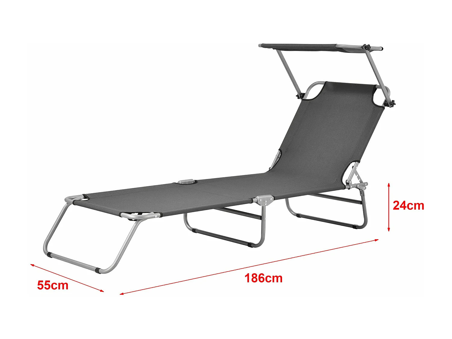 Transat bain de soleil argenté 55 x 186 x 24 cm 03_0006408