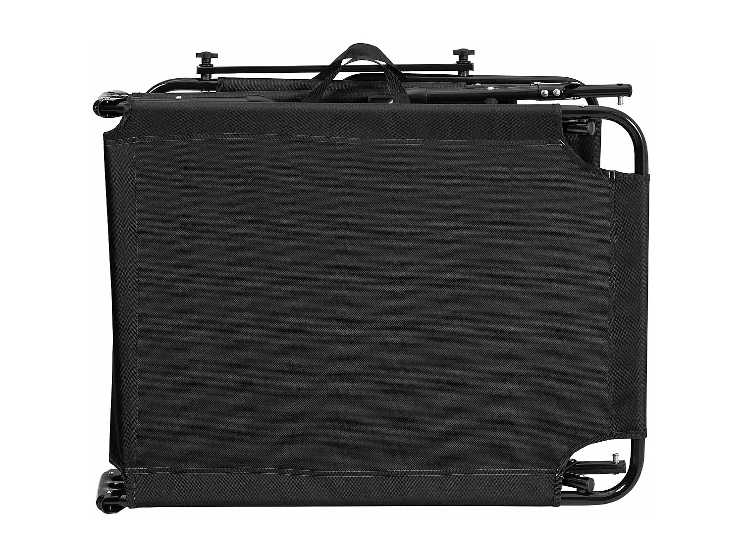 Juego de 2 tumbonas plegables de 190 cm con techo parasol relax de acero negro 03_0004513