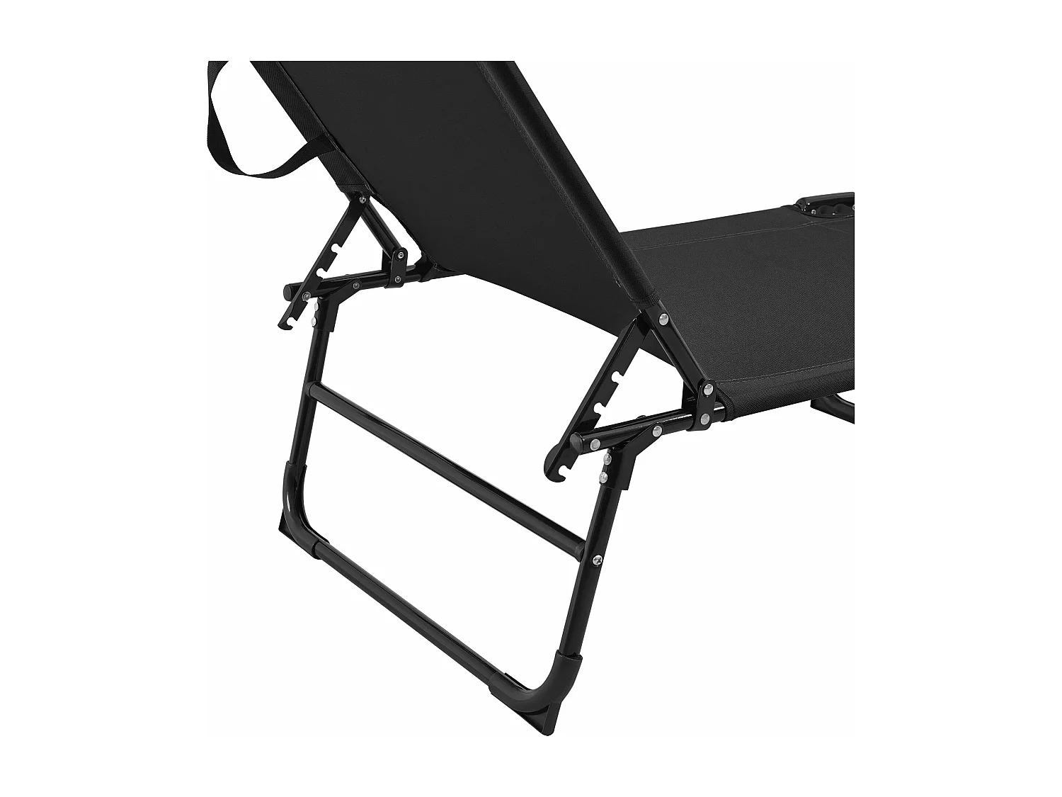Juego de 2 tumbonas plegables de 190 cm con techo parasol relax de acero negro 03_0004513