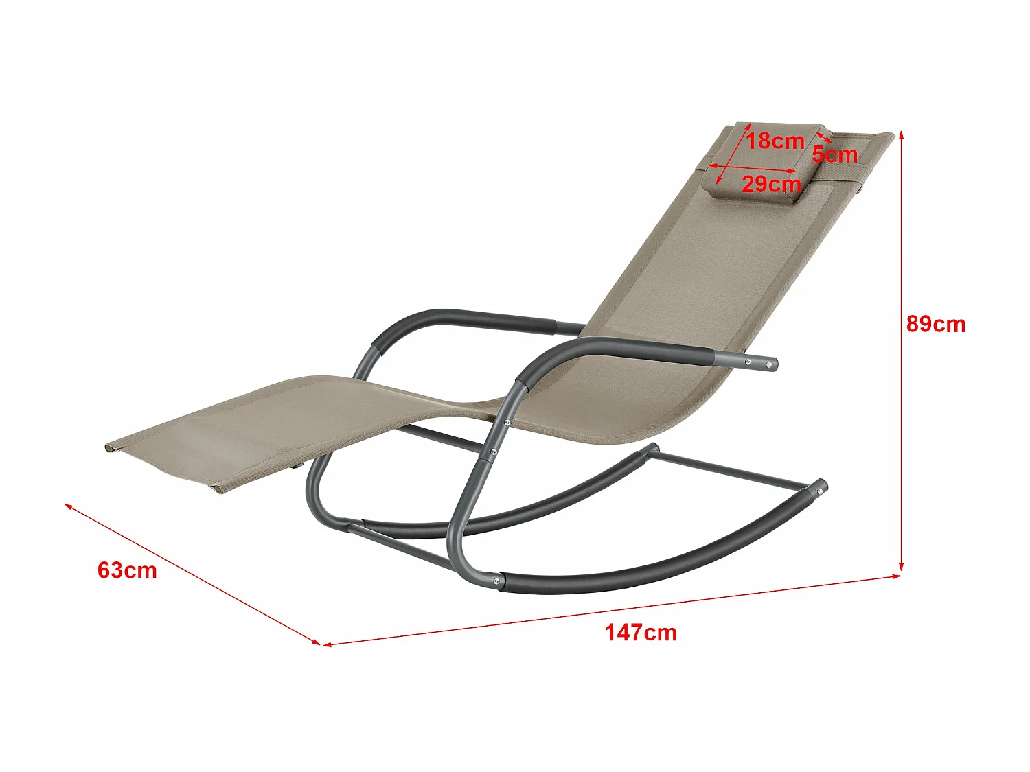 Conjunto de 2 espreguiçadeiras de balanço caracena aço têxtil bege 03_0006425