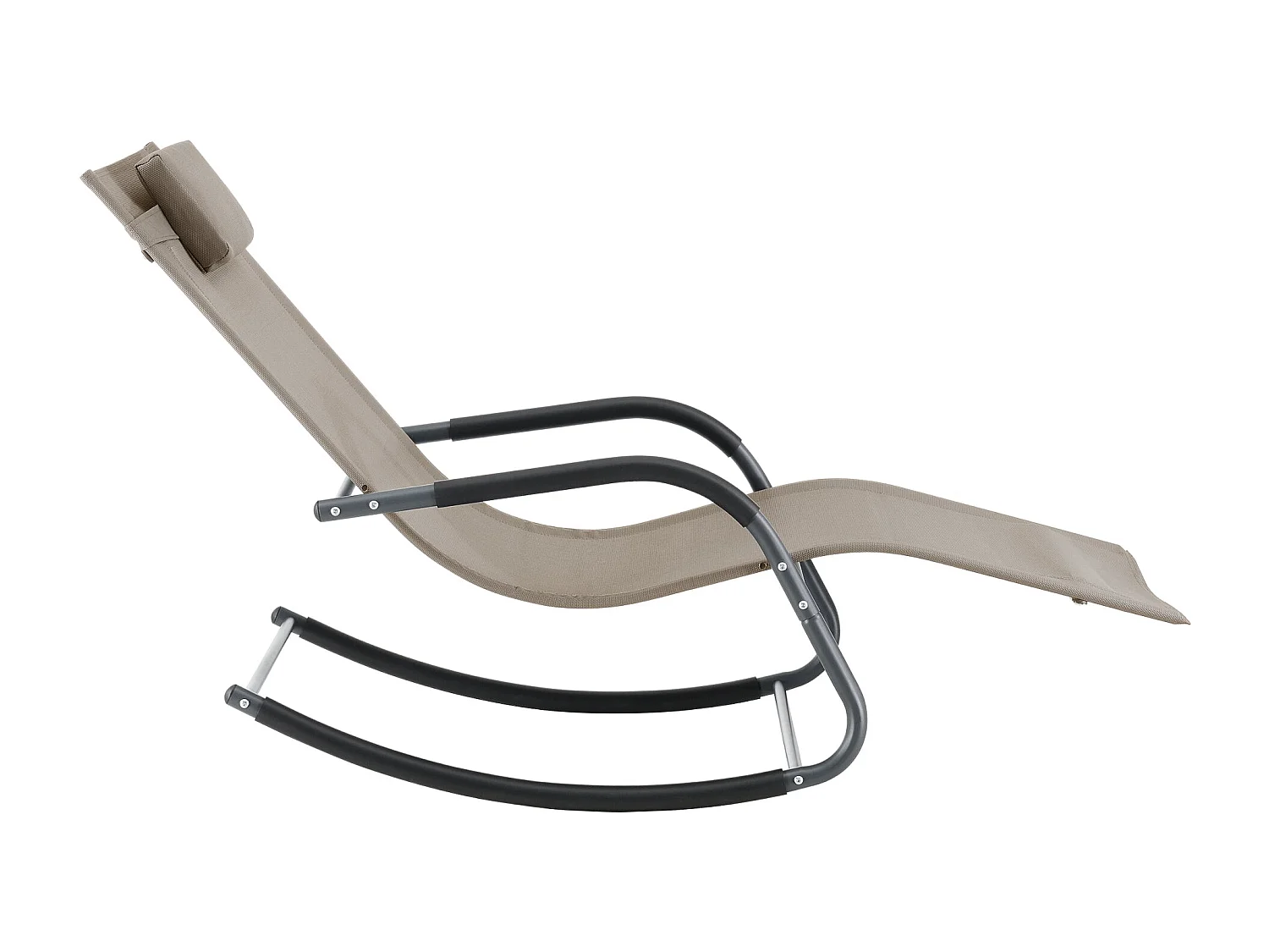 Conjunto de 2 espreguiçadeiras de balanço caracena aço têxtil bege 03_0006425