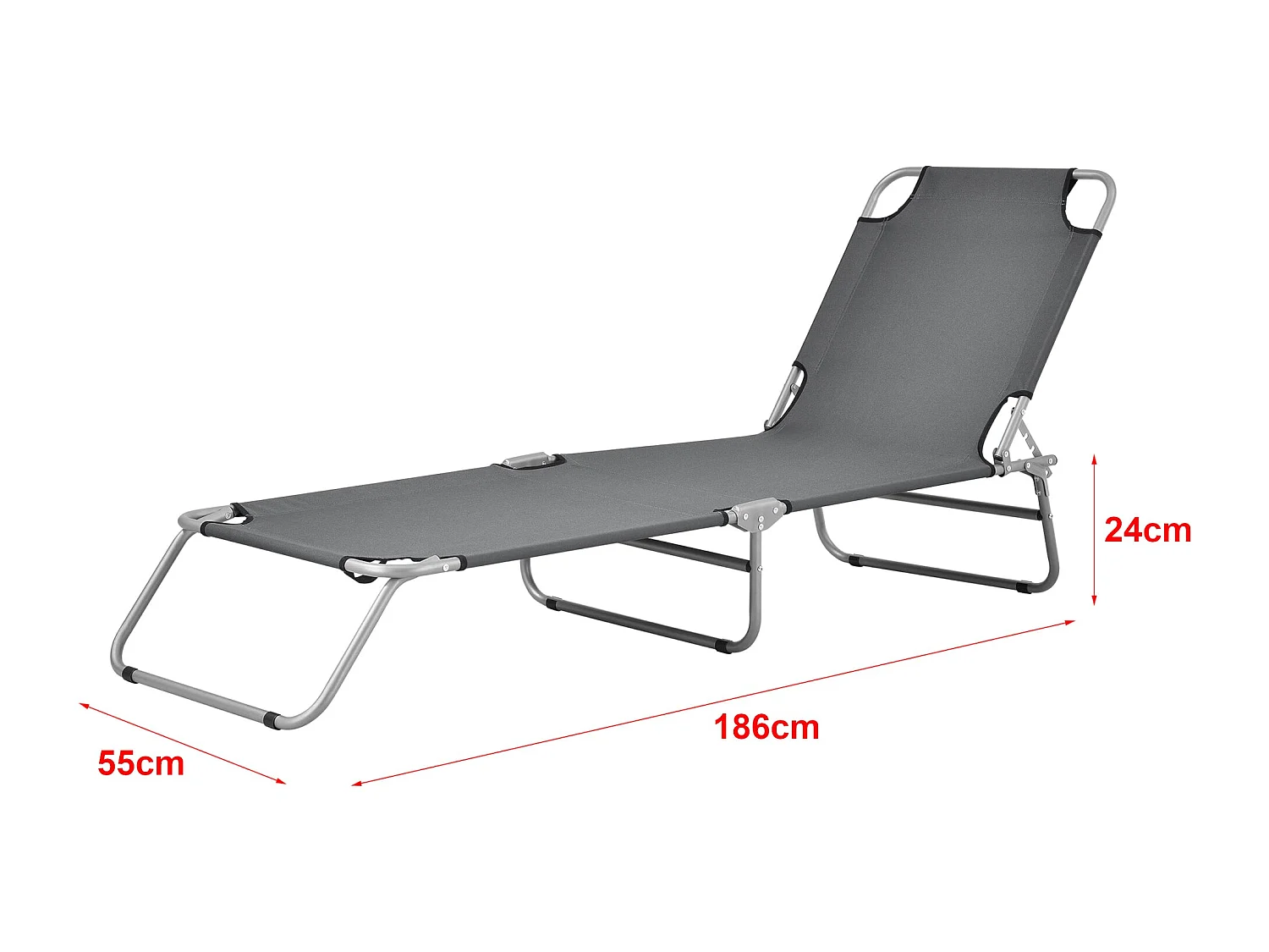 Juego de 2 tumbonas reclinables acero poliéster plata gris oscuro mate 03_0006431