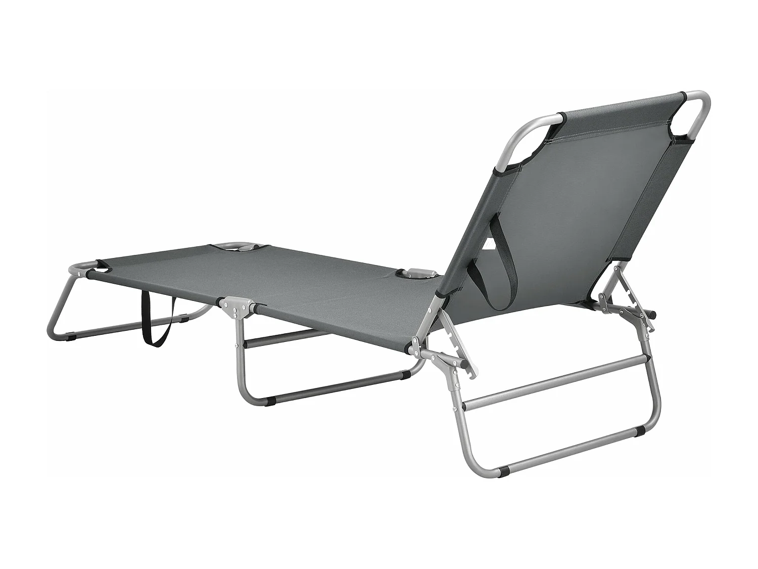 Juego de 2 tumbonas reclinables acero poliéster plata gris oscuro mate 03_0006431