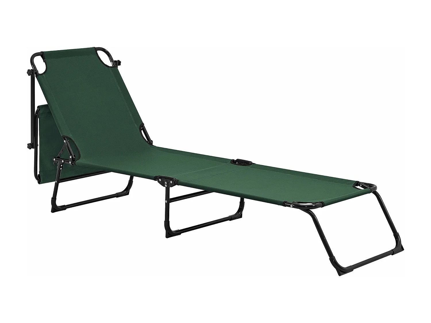 Juego de 2 tumbonas plegables con techo de acero parasol 190 cm verde oscuro 03_0004514