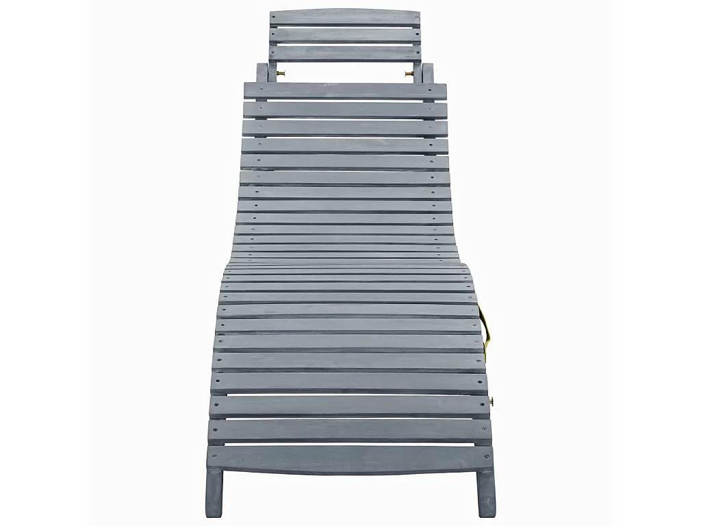 Espreguiçadeira espreguiçadeira espreguiçadeira jardim cama terraço móveis de exterior com almofada cinza madeira de acácia maciça 02_0012466