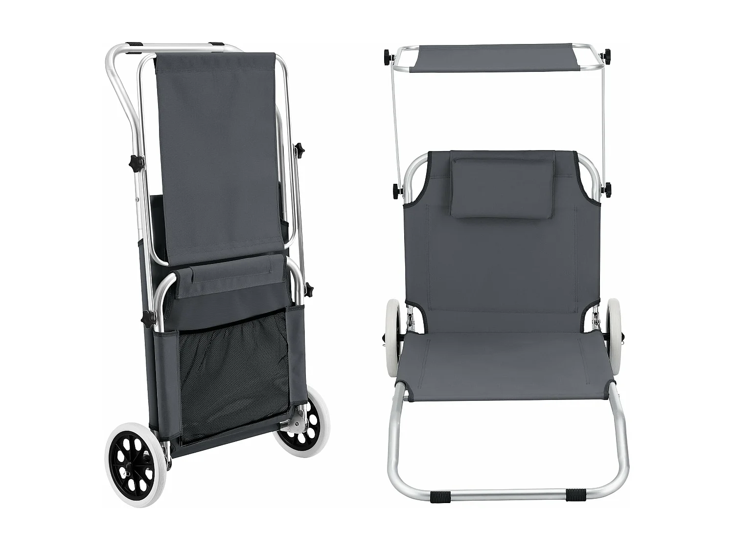 Transat bain de soleil aluminium argenté 150 x 62 x 114 cm 03_0006421