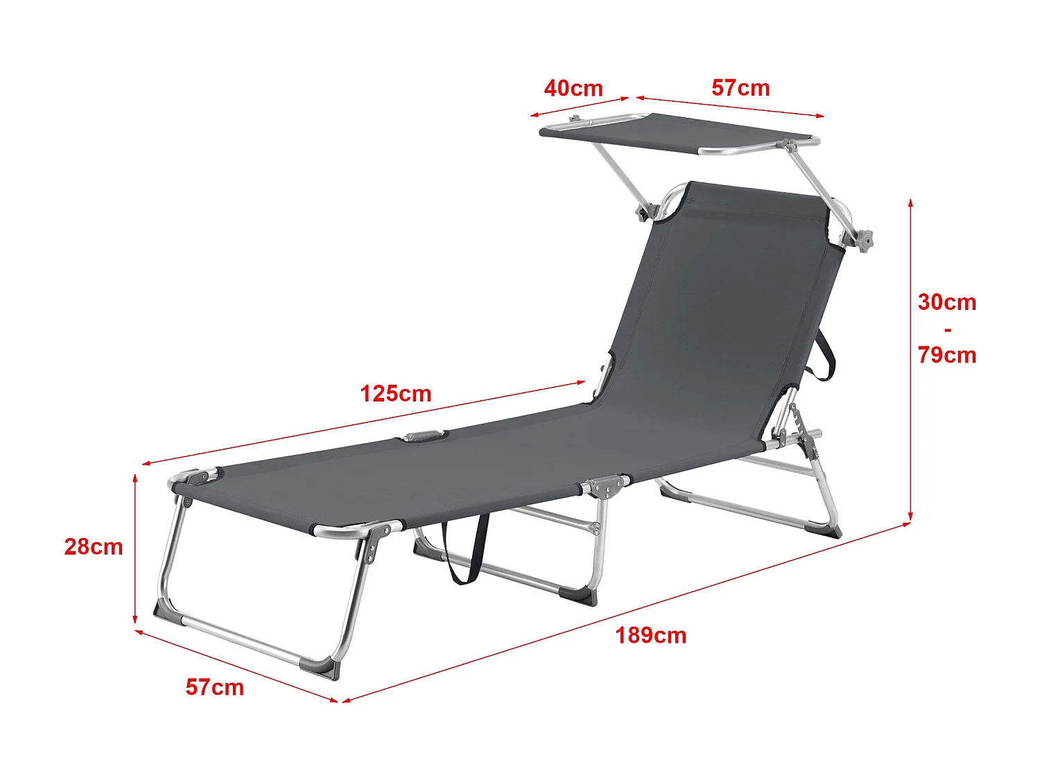 Transat bain de soleil aluminium argenté 189 x 57 x 79 cm 03_0006413