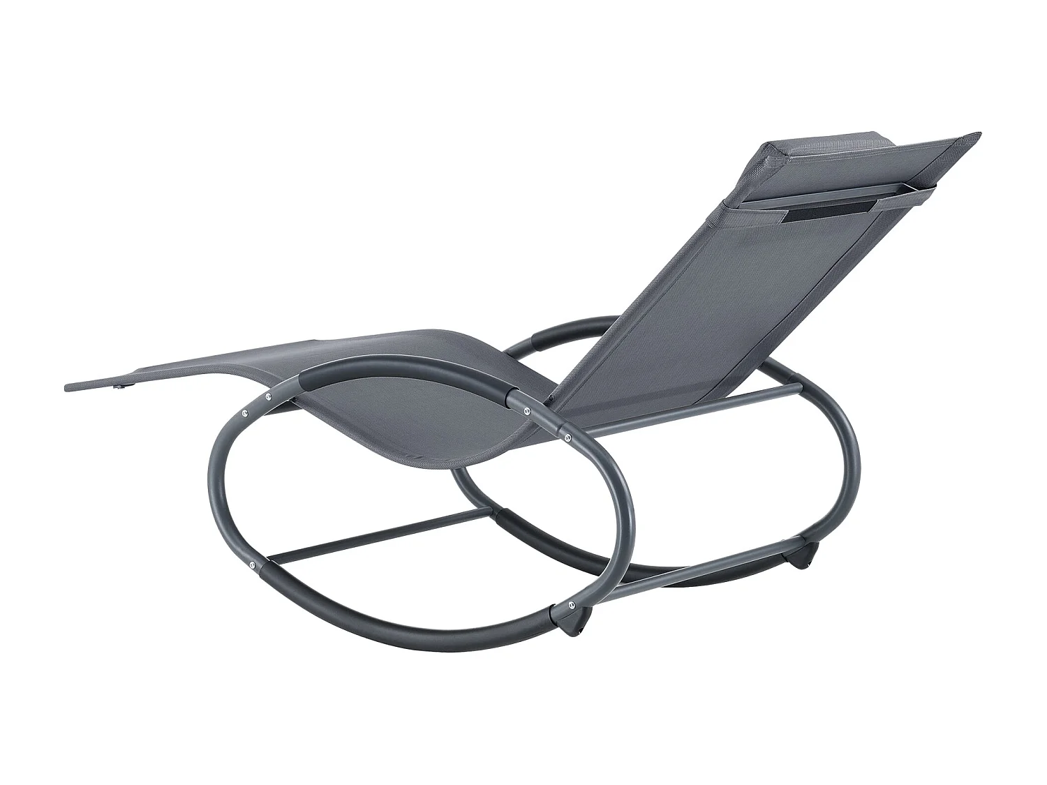 Set di 2 lettini prendisole a dondolo in acciaio tessile grigio scuro 03_0006424