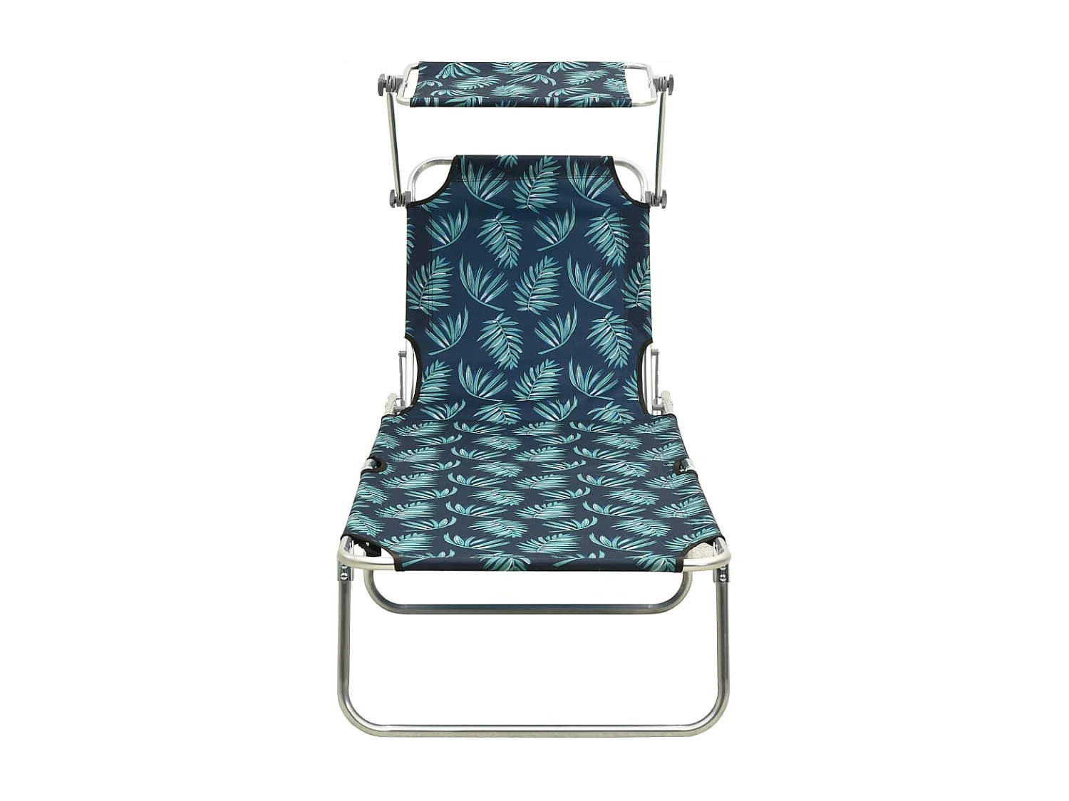 Espreguiçadeira espreguiçadeira para banhos de sol cama de jardim terraço mobiliário de exterior dobrável com toldo padrão de folha de alumínio 02_0012829