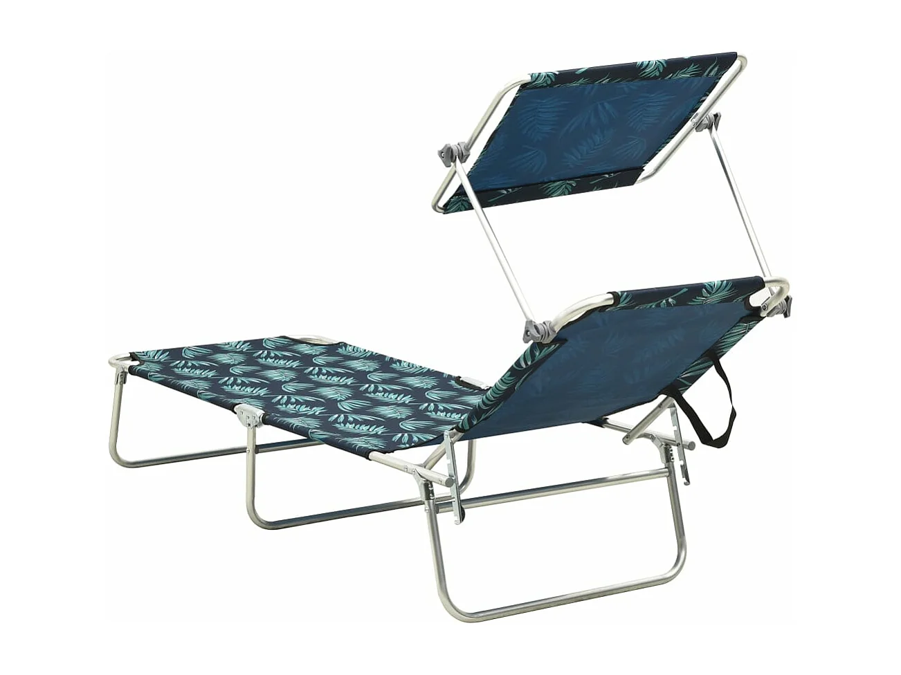 Espreguiçadeira espreguiçadeira para banhos de sol cama de jardim terraço mobiliário de exterior dobrável com toldo padrão de folha de alumínio 02_0012829