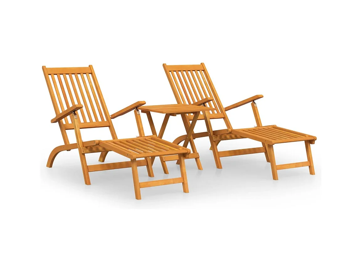 Poltrone lounge da esterno poggiapiedi e tavolo 167 x 56 x 75 cm in massello di acacia 02_0011918