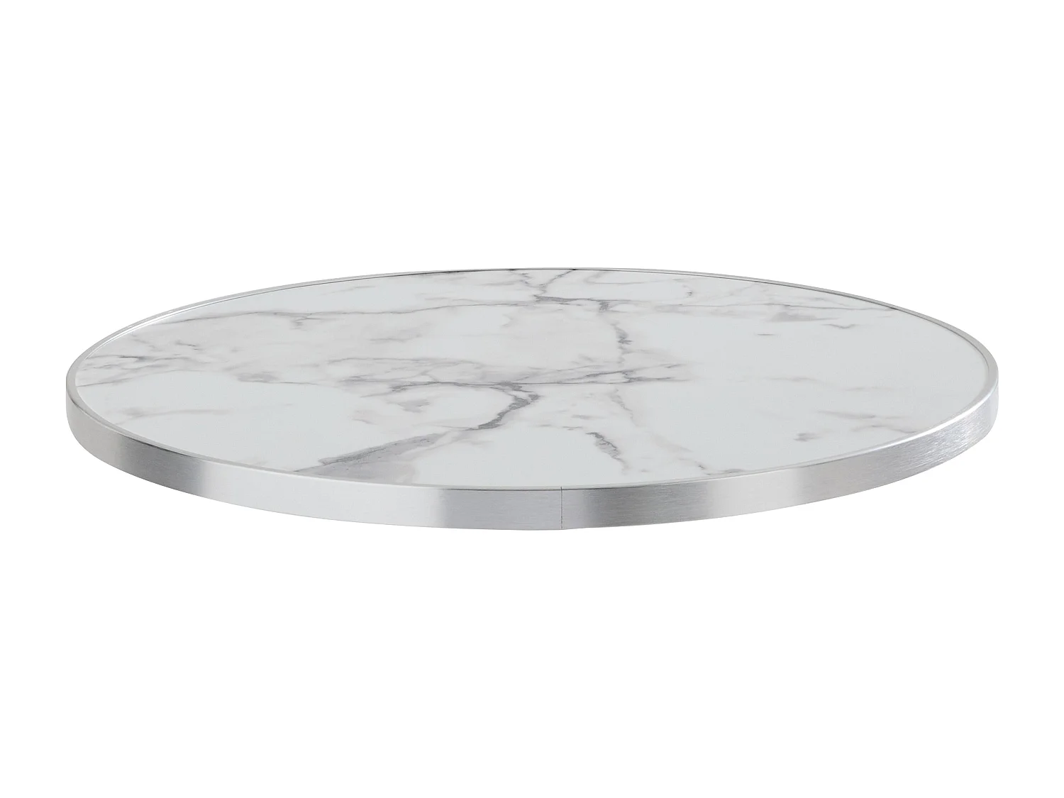 Table haute ronde 60 cm inclinable plateau marbre blanc/argent et noir