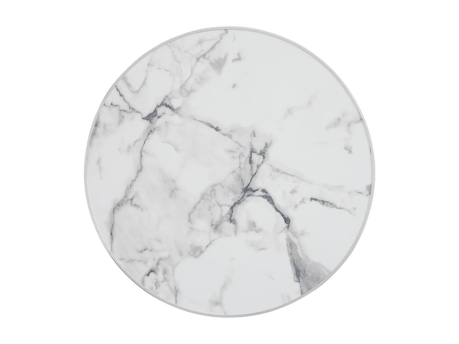 Table haute ronde 60 cm inclinable plateau marbre blanc/argent et noir