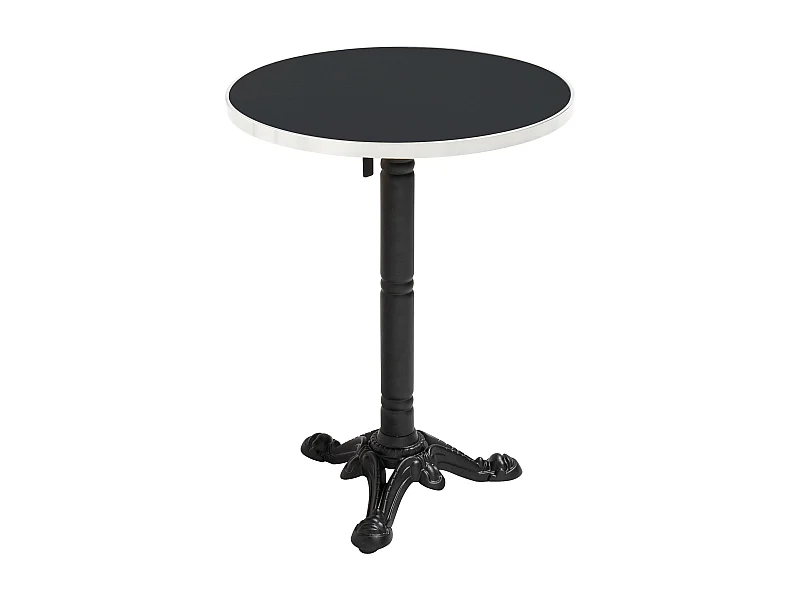 Table à mange ronde 60 cm inclinable noir/argent et pied noir