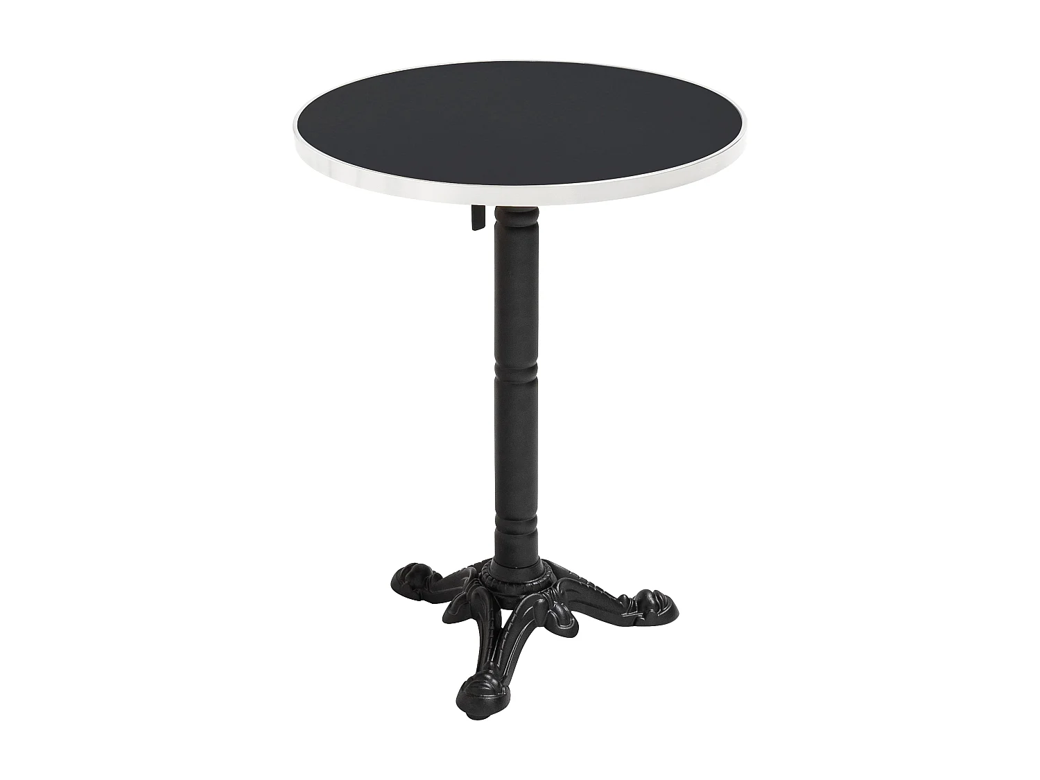 Table à mange ronde 60 cm inclinable noir/argent et pied noir