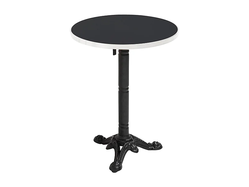 Table à mange ronde 60 cm inclinable noir/argent et pied noir