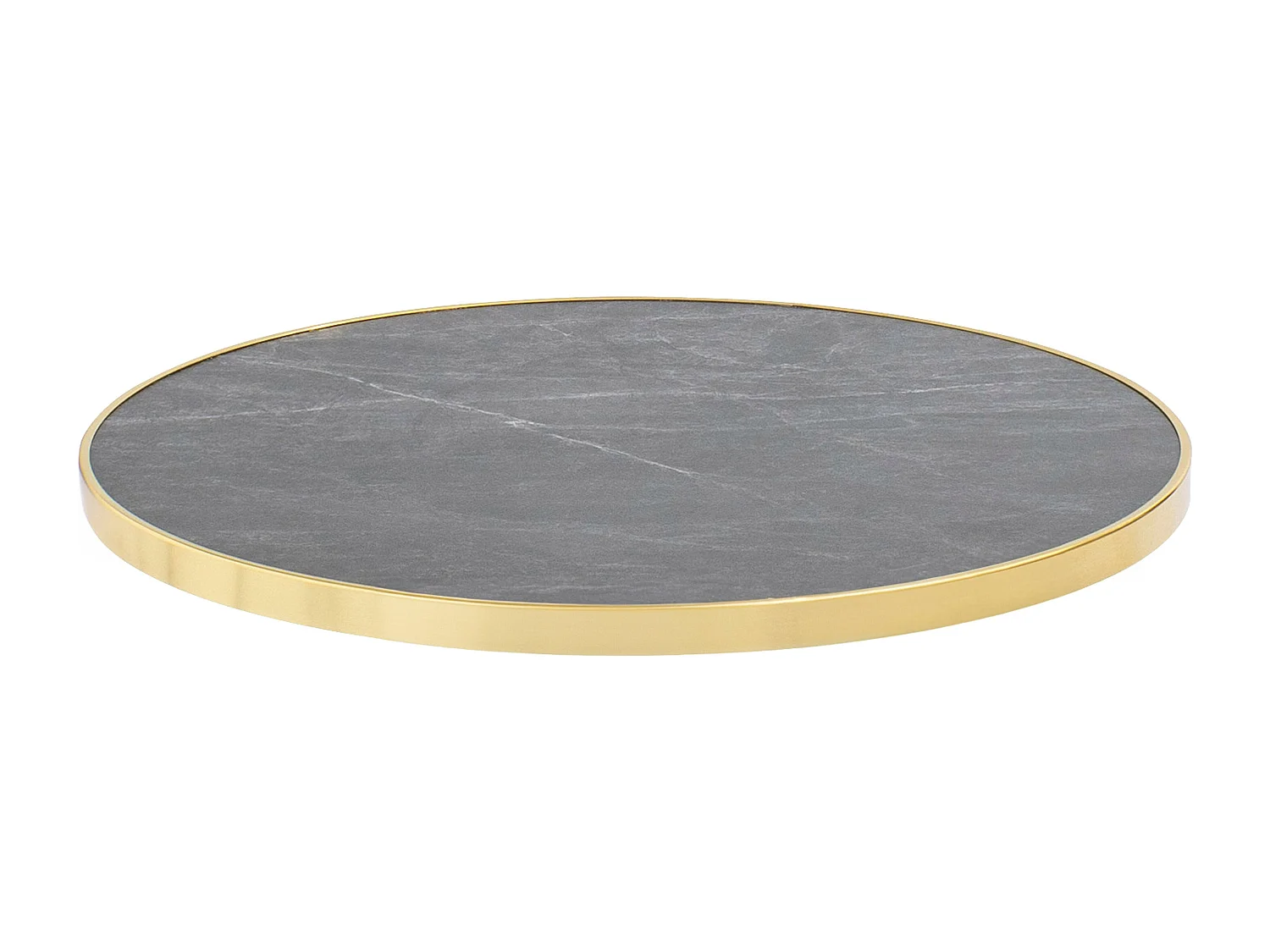 Ronde tafel 60 cm kantelbaar zwart/goud marmer en zwarte voet
