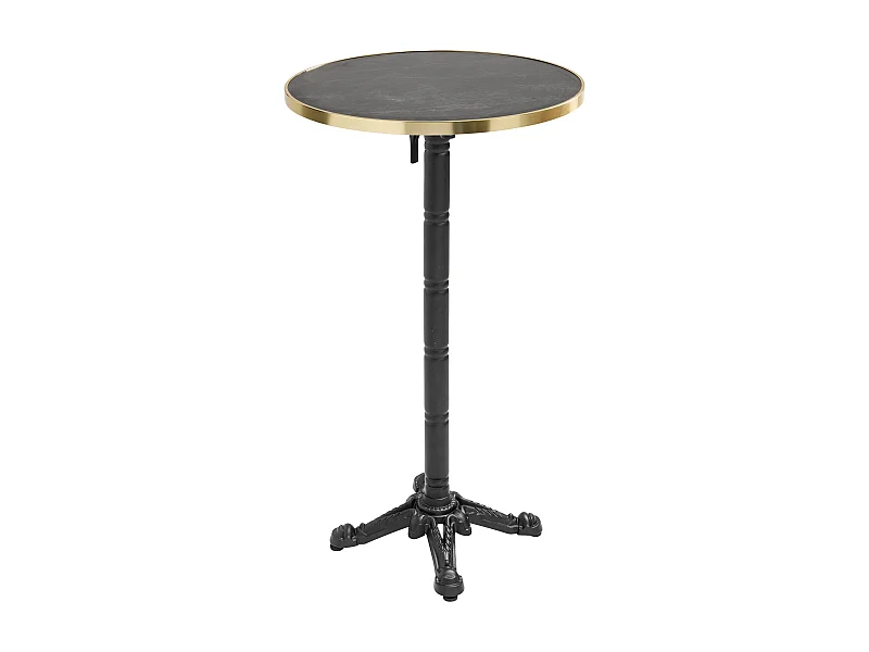 60 cm ronde hoge tafel kantelbaar zwart/goud en zwart marmeren blad