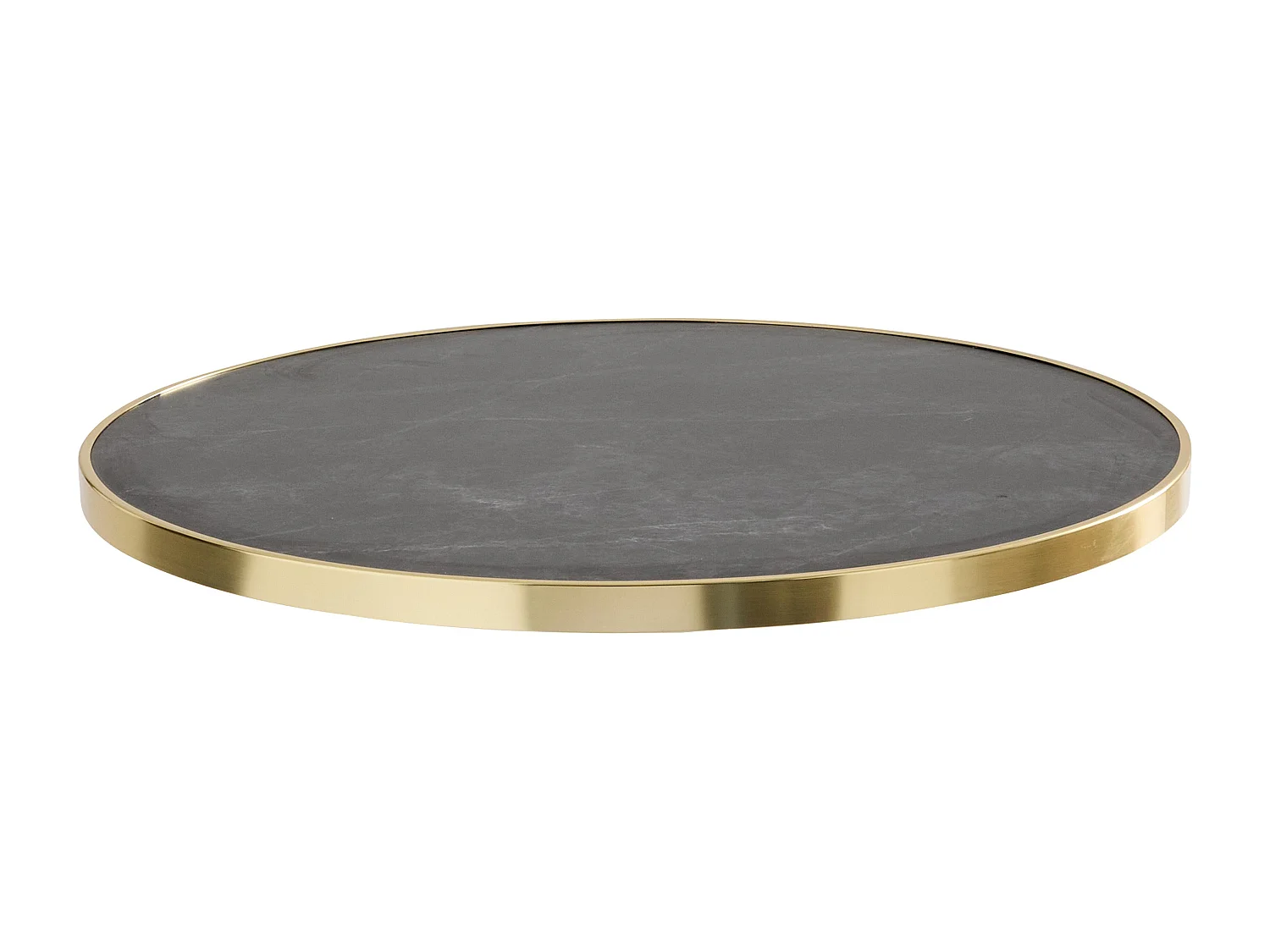 Table haute ronde 60 cm inclinable plateau marbre noir/doré et noir