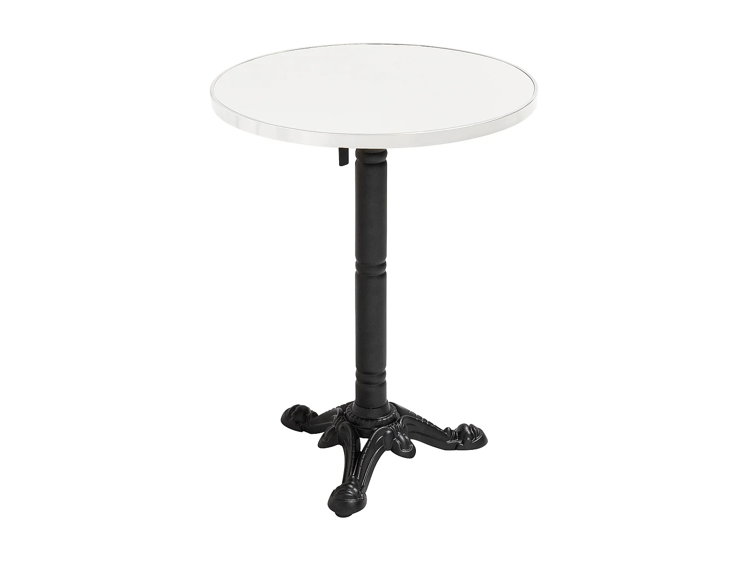 Table à mange ronde 60 cm inclinable plateau blanc/argent et pied noir