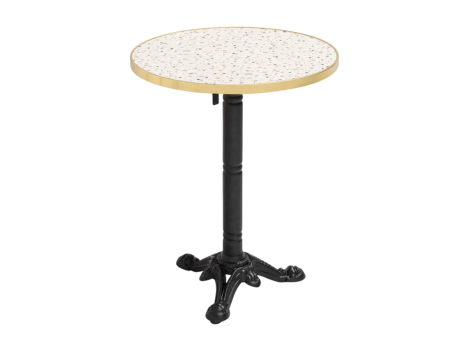 Ronde tafel 60 cm kantelbaar terrazzo/goud en zwarte voet
