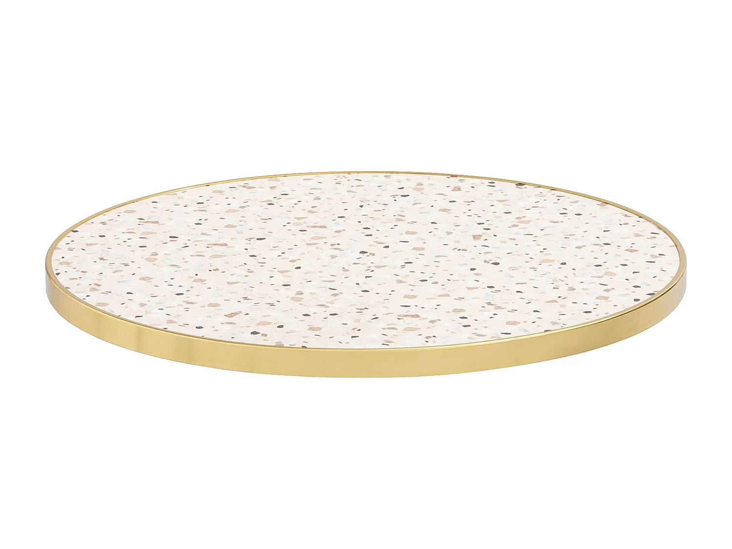 Ronde tafel 60 cm kantelbaar terrazzo/goud en zwarte voet