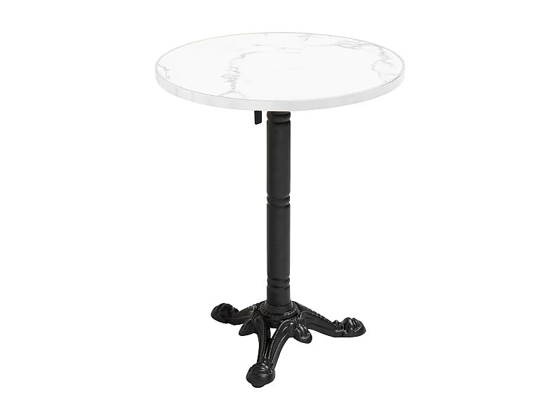 60 cm ronde tafel kantelbaar wit/zilver marmer en zwarte poot