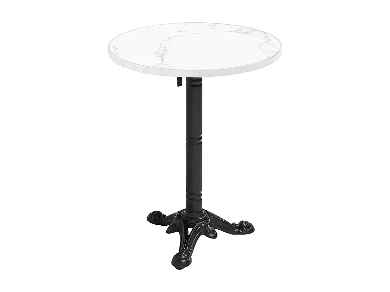 Table à mange ronde 60 cm inclinable marbre blanc/argent et pied noir