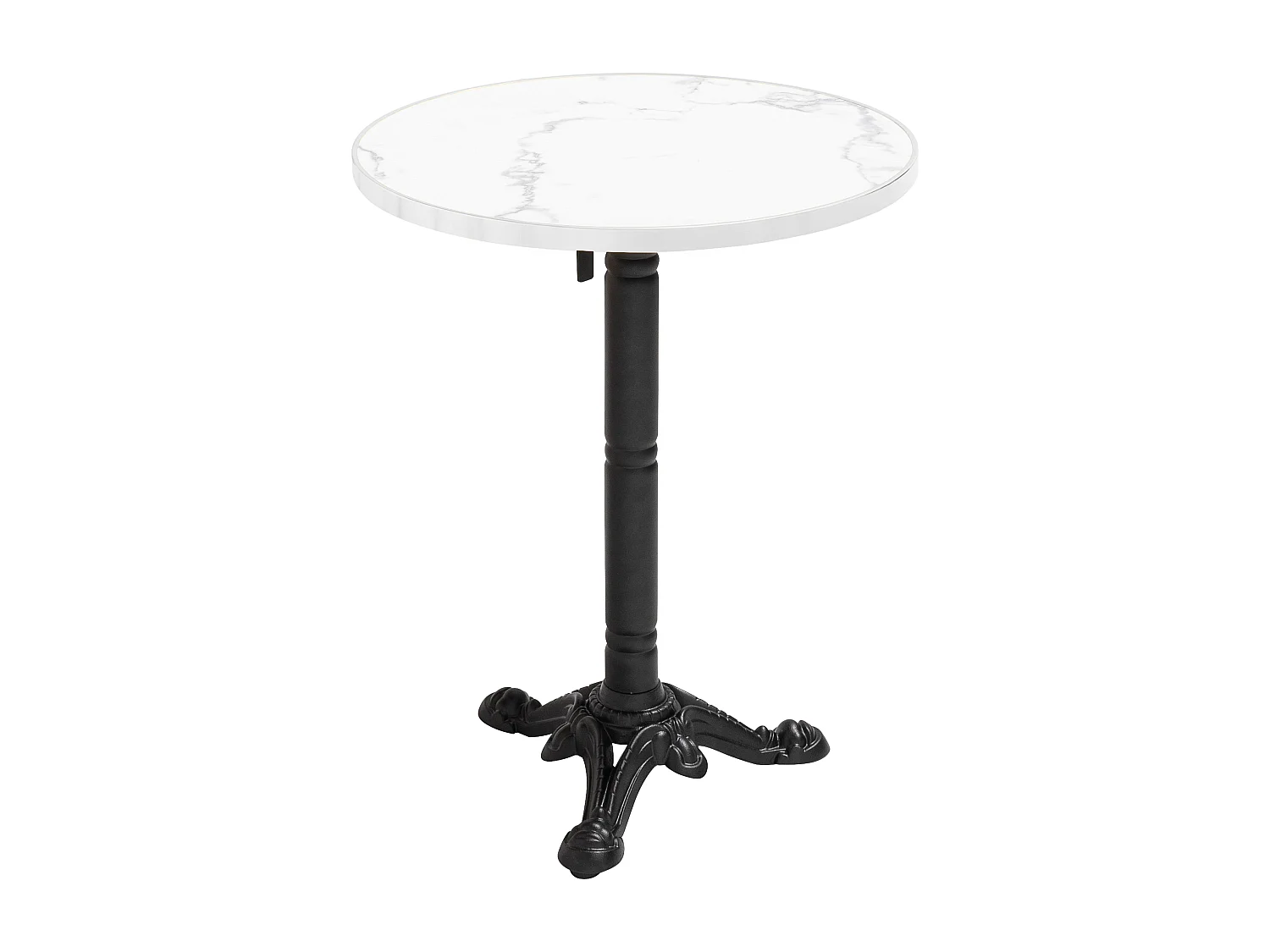 Table à mange ronde 60 cm inclinable marbre blanc/argent et pied noir