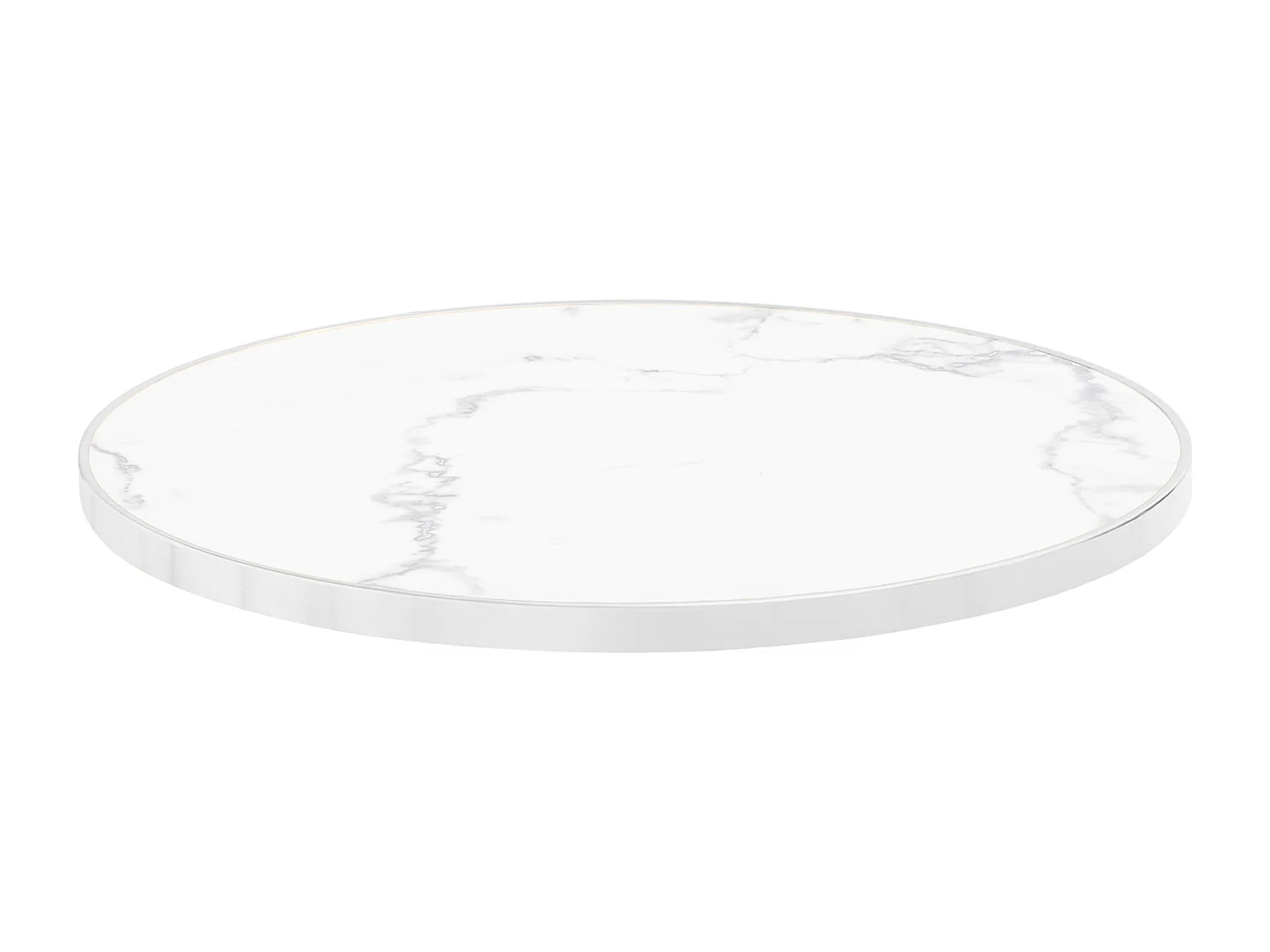 Table à mange ronde 60 cm inclinable marbre blanc/argent et pied noir