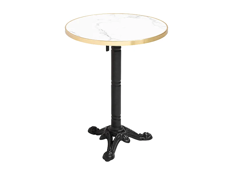 60 cm ronde tafel kantelbaar wit/goud marmer en zwarte voet