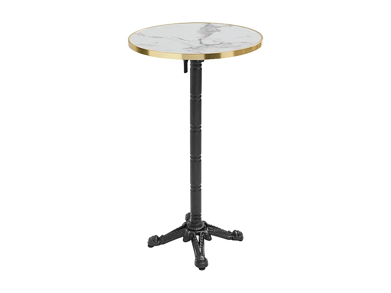 60 cm ronde hoge tafel kantelbaar wit/goud en zwart marmeren blad