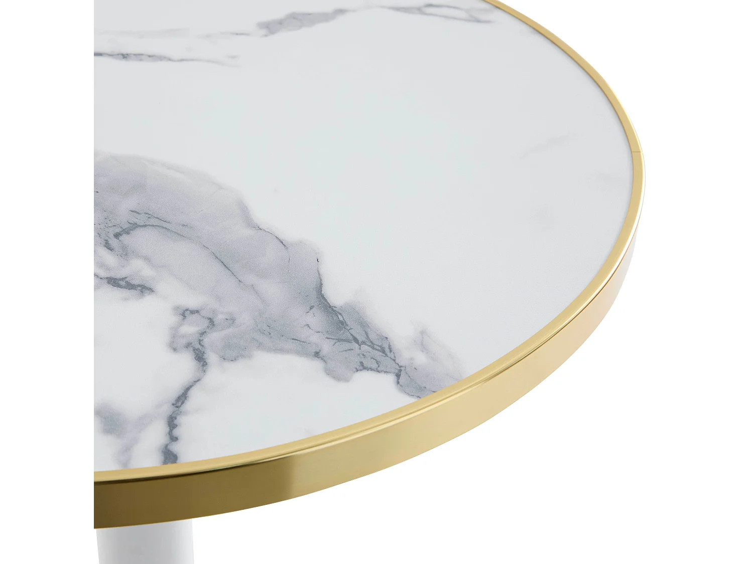 Table haute ronde 60 cm inclinable plateau marbre blanc/doré et noir