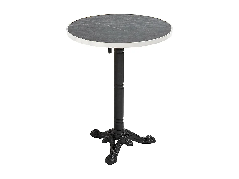 60 cm ronde tafel kantelbaar wit/goud marmer en zwarte voet